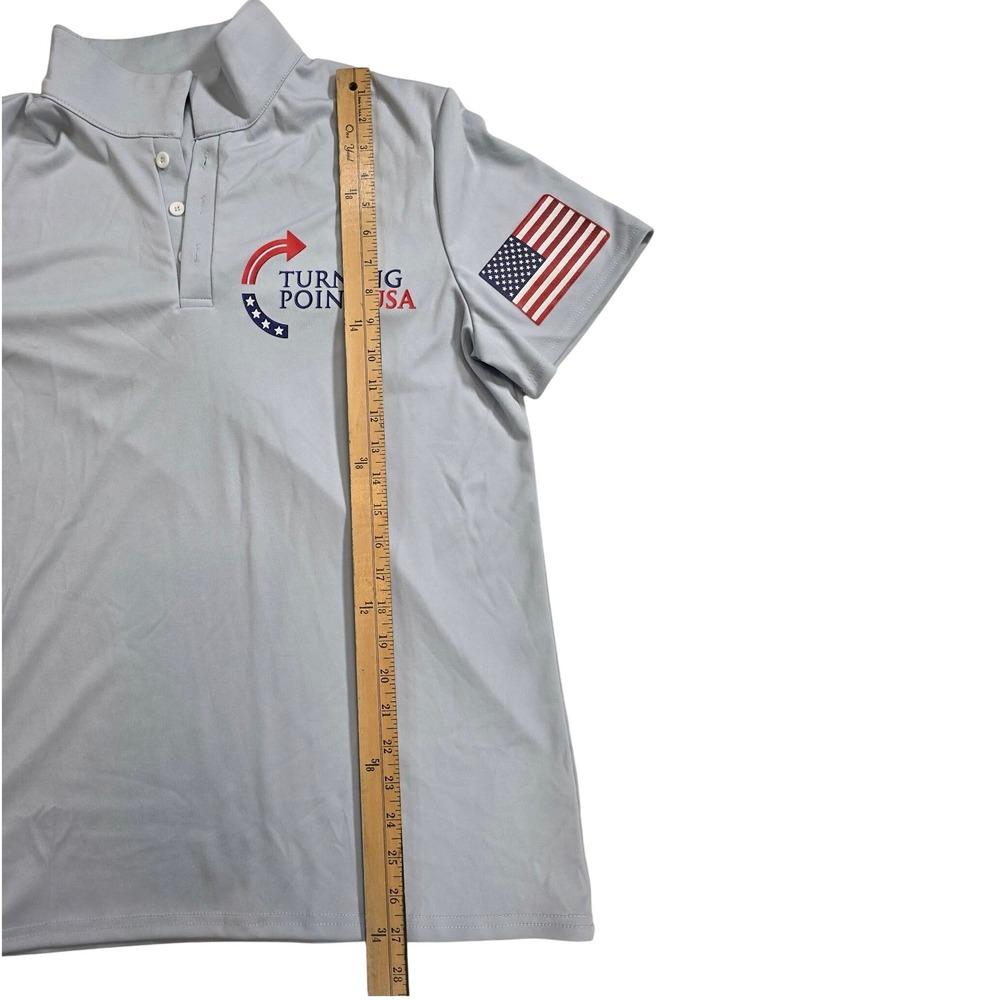 EUC TPUSA Turning Point USA Polo Shirt Patriotic American Flag Conservative Mens - Picture 10 of 10